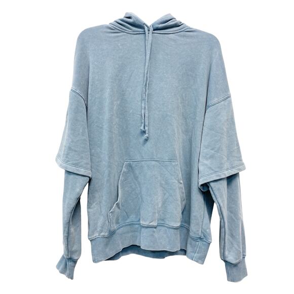 Wild Fable Women's Layered Sleeve Hooded Sweatshirt Blue Size XL - Picture 2 of 6